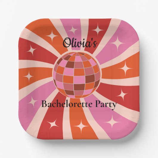 Custom Retro Disco Junggeselinnen-Abschied Pappteller (Vorderseite)
