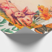 CUSTOM RETRO EASTER CARD W/ BUTTERFLIS GIFT WRAP GESCHENKPAPIER (Ecke)