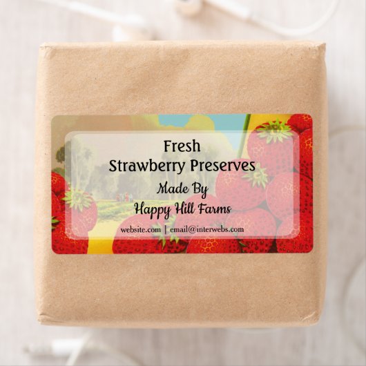 Custom Retro Erdbeeren Farm Art Canning Labels (Insitu)