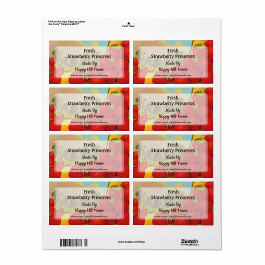 Custom Retro Erdbeeren Farm Art Canning Labels (Vorne)