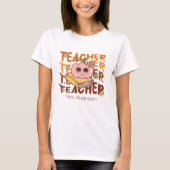 Custom Retro Fall Teacher - Halloween Pumpkin T-Shirt (Vorderseite)