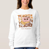 Custom Retro Fall Teacher-Pumpkin & Book Halloween Sweatshirt (Vorderseite)