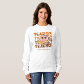 Custom Retro Fall Teacher-Pumpkin & Book Halloween Sweatshirt (Vorne ganz)