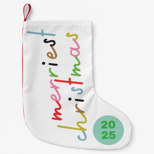 Custom Retro farbenfrohe fröhliche Weihnachten Kleiner Weihnachtsstrumpf (Vorderseite)