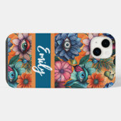 Custom Retro Floral Pattern iPhone Hülle (Rückseite (Horizontal))