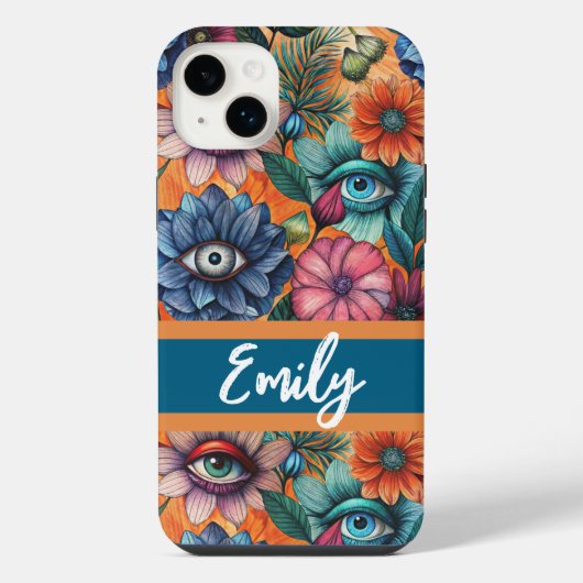 Custom Retro Floral Pattern iPhone Hülle (Rückseite)