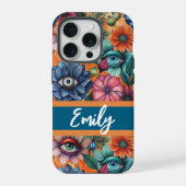 Custom Retro Floral Pattern iPhone Hülle (Rückseite)