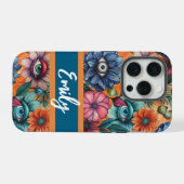 Custom Retro Floral Pattern iPhone Hülle (Rückseite (Horizontal))