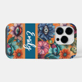 Custom Retro Floral Pattern iPhone Hülle (Rückseite (Horizontal))