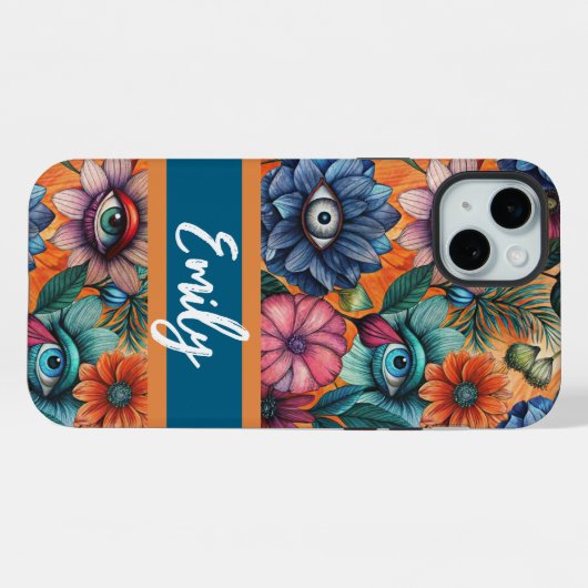 Custom Retro Floral Pattern iPhone Hülle (Rückseite (Horizontal))