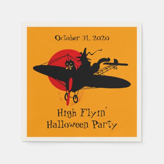 Custom Retro Flying Hexe Party Napkins Serviette (Vorderseite)