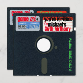 Custom Retro Game Birthday Invite Diskette 5.25 Einladung