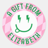 Custom Retro Girls Happy Face Birthday Stickers (Vorderseite)