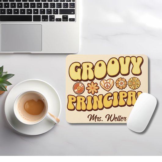 Custom Retro "Groovy Principal" Wavy Vintag Mousepad