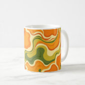Custom Retro Groovy Swirl Abstract Orange Green Kaffeetasse (VorderseiteRechts)