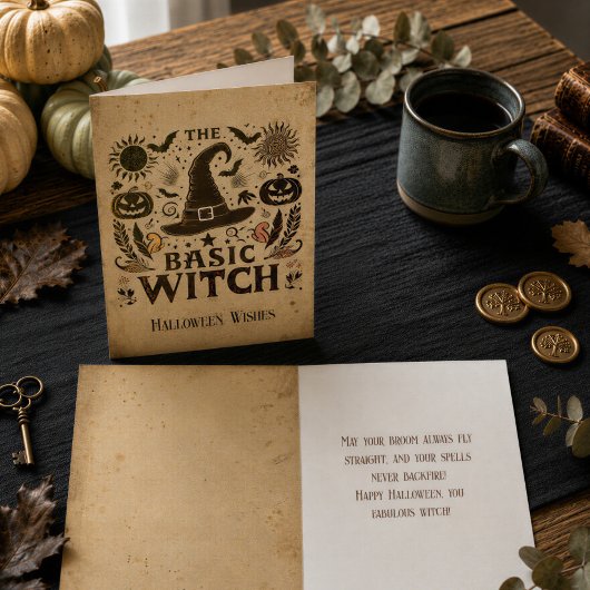 Custom Retro Halloween Cotattcore Hexenhut Karte