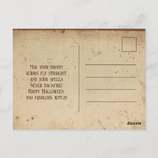 Custom Retro Hexenhut Zauberkern-Halloween Postkarte (Rückseite)