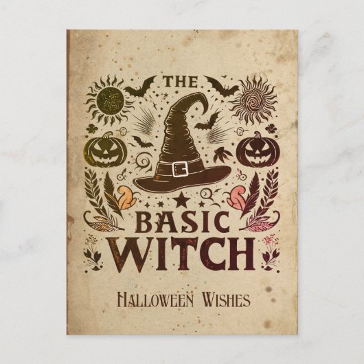 Custom Retro Hexenhut Zauberkern-Halloween Postkarte (Vorderseite)