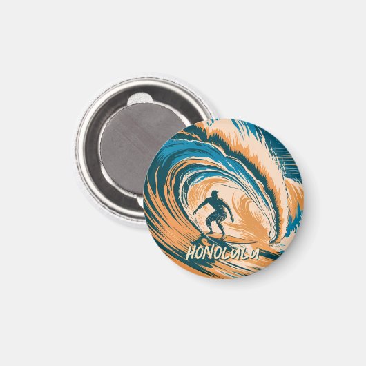 Custom Retro Honolulu Hawaii Surfer Ozean Magnet (Vorderseite/Rückseite)