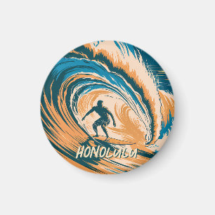 Custom Retro Honolulu Hawaii Surfer Ozean Magnet