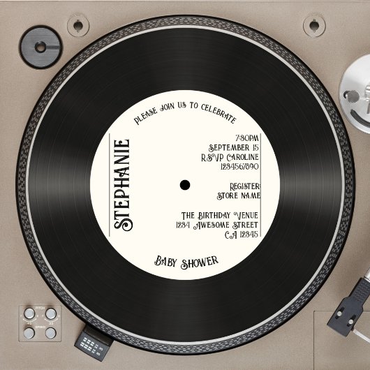 Custom Retro Imitate Vinyl Record Music Baby Dusch Einladung