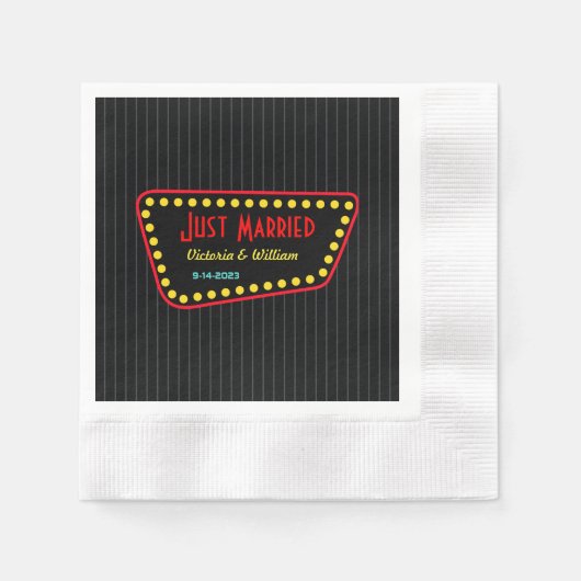 Custom Retro Just Married Wedding Napkins Serviette (Vorderseite)