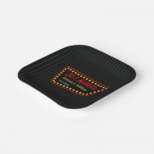 Custom Retro Just Married Wedding Paper Teller (Gewinkelt)