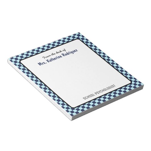 Custom Retro Karo Pattern School Psychologin Notizblock (angewinkelt)
