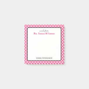 Custom Retro Karo Pattern School Psychologin Post-it Klebezettel