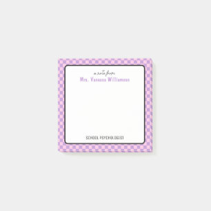 Custom Retro Karo Pattern School Psychologin Post-it Klebezettel