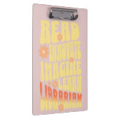Custom Retro Librarian Read, Innovative, Imagine, Klemmbrett (Rechts)