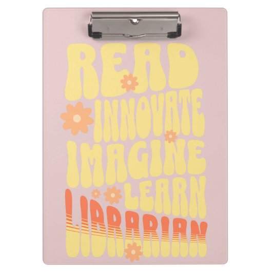 Custom Retro Librarian Read, Innovative, Imagine, Klemmbrett (Vorderseite)