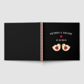 Custom Retro Love Birds Wedding Guest Book Gästebuch (Voll)