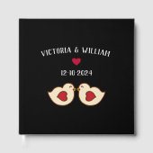 Custom Retro Love Birds Wedding Guest Book Gästebuch (Vorderseite)
