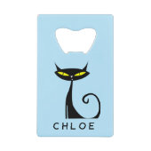 Custom Retro Mitte Jahrhundert Moderne Atomenkatze Geldbeutel Flaschenöffner (Vorderseite)