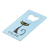 Custom Retro Mitte Jahrhundert Moderne Atomenkatze Geldbeutel Flaschenöffner (Vorderseite Schrägansicht)