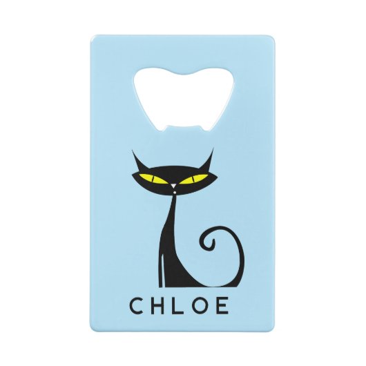 Custom Retro Mitte Jahrhundert Moderne Atomenkatze Geldbeutel Flaschenöffner (Rückseite)