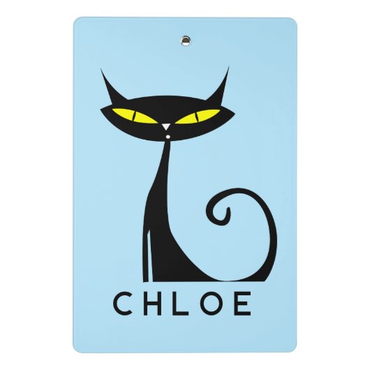 Custom Retro Mitte Jahrhundert Moderne Atomenkatze Mini Klemmbrett (Rückseite)