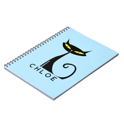 Custom Retro Mitte Jahrhundert Moderne Atomenkatze Notizblock (Linke Seite)