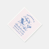 Custom Retro Moderne Bachelorette Blau & Rosa Serviette (Ecke)