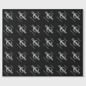 Custom Retro Monogram Schwarz-Weiß Weihnachten Geschenkpapier (Flach)