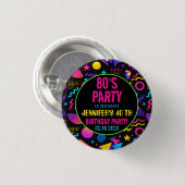 Custom Retro Neon 80’s Birthday – Fun Adult  Button (Vorne & Hinten)