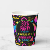 Custom Retro Neon 80’s Birthday – Fun Adult  Pappbecher (Rückseite)