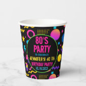 Custom Retro Neon 80’s Birthday – Fun Adult  Pappbecher (Vorderseite)