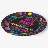 Custom Retro Neon 80’s Birthday – Fun Adult  Pappteller (Schrägansicht)