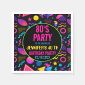 Custom Retro Neon 80’s Birthday – Fun Adult  Serviette (Vorderseite)