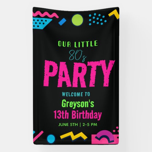 Custom Retro Neon 80’s Birthday Party Banner (Vertikal)