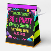 Custom Retro Neon 80’s Birthday Party Geschenkschachtel (Rückseite)