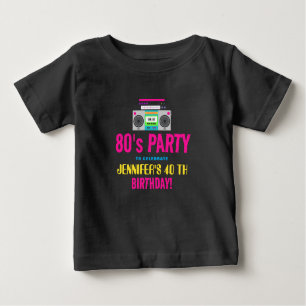 Custom Retro Neon 80er Geburtstagsparty Baby T-shirt