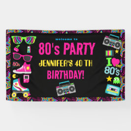 Custom Retro Neon 80er Geburtstagsparty Banner